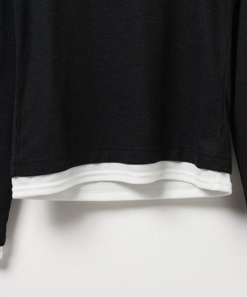 PAGEBOY(ページボーイ)の「フェイクレイヤードカットロングスリーブ/レイヤードトップス(Tシャツ/カットソー・レディース・ブラック/グレー/オフホワイト/ブルーグリーン・FREE)」の12枚目の写真