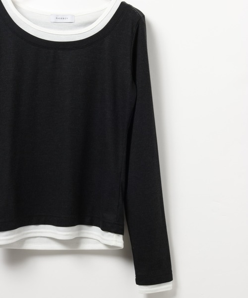 PAGEBOY(ページボーイ)の「フェイクレイヤードカットロングスリーブ/レイヤードトップス(Tシャツ/カットソー・レディース・ブラック/グレー/オフホワイト/ブルーグリーン・FREE)」の13枚目の写真
