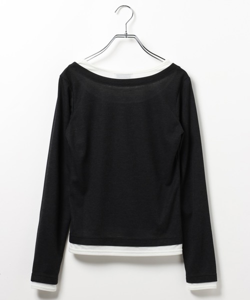 PAGEBOY(ページボーイ)の「フェイクレイヤードカットロングスリーブ/レイヤードトップス(Tシャツ/カットソー・レディース・ブラック/グレー/オフホワイト/ブルーグリーン・FREE)」の10枚目の写真