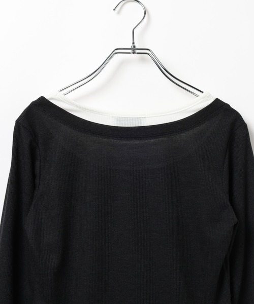 PAGEBOY(ページボーイ)の「フェイクレイヤードカットロングスリーブ/レイヤードトップス(Tシャツ/カットソー・レディース・ブラック/グレー/オフホワイト/ブルーグリーン・FREE)」の14枚目の写真