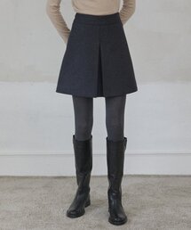 Wool Pleats Mini Skirt - Charcoal