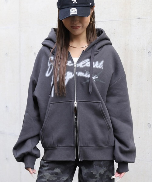 ANAP（アナップ）の「裏起毛ボリュームフーディーＷジップスウェットパーカー（パーカー・レディース・カーキ/グレー/ダークアッシュ/ピンク・F）」の2枚目の写真