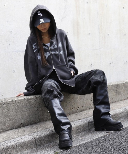 ANAP（アナップ）の「裏起毛ボリュームフーディーＷジップスウェットパーカー（パーカー・レディース・カーキ/グレー/ダークアッシュ/ピンク・F）」の14枚目の写真