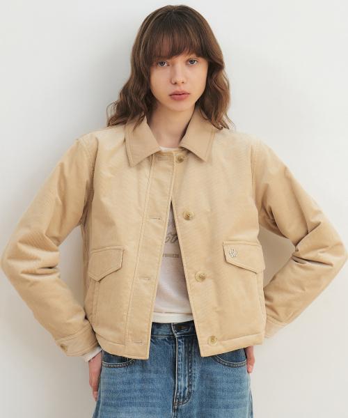 CITYBREEZE(シティブリーズ)の「コーデュロイパディッドジャンパー_BEIGE(デニムジャケット・レディース・ベージュ・FREE)」の4枚目の写真