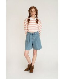 ピンタックハーフデニムパンツ