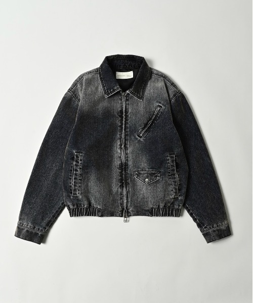 ADAM PATEK(アダムパテック)の「ADAMPATEK/velour dust jacket/フロッキーデニムブラストブルゾン/(AP2523012)(デニムジャケット・レディース・ブラウン/ブラック・1/2)」の1枚目の写真