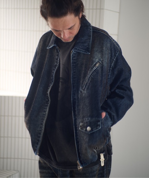 ADAM PATEK(アダムパテック)の「ADAMPATEK/velour dust jacket/フロッキーデニムブラストブルゾン/(AP2523012)(デニムジャケット・レディース・ブラウン/ブラック・1/2)」の5枚目の写真