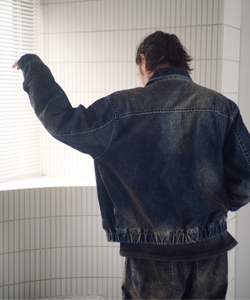 ADAM PATEK(アダムパテック)の「ADAMPATEK/velour dust jacket/フロッキーデニムブラストブルゾン/(AP2523012)(デニムジャケット・レディース・ブラウン/ブラック・1/2)」の6枚目の写真
