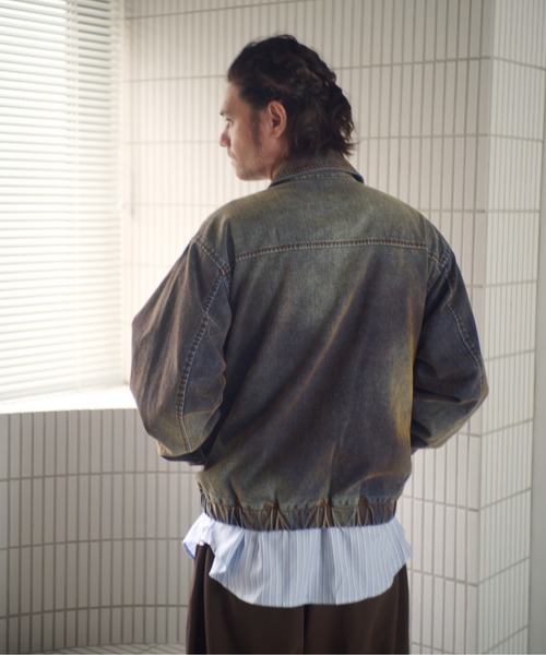 ADAM PATEK(アダムパテック)の「ADAMPATEK/velour dust jacket/フロッキーデニムブラストブルゾン/(AP2523012)(デニムジャケット・レディース・ブラウン/ブラック・1/2)」の13枚目の写真
