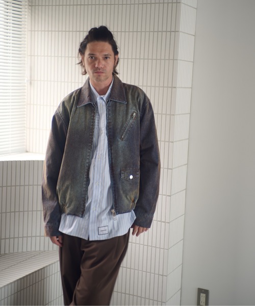 ADAM PATEK(アダムパテック)の「ADAMPATEK/velour dust jacket/フロッキーデニムブラストブルゾン/(AP2523012)(デニムジャケット・レディース・ブラウン/ブラック・1/2)」の12枚目の写真