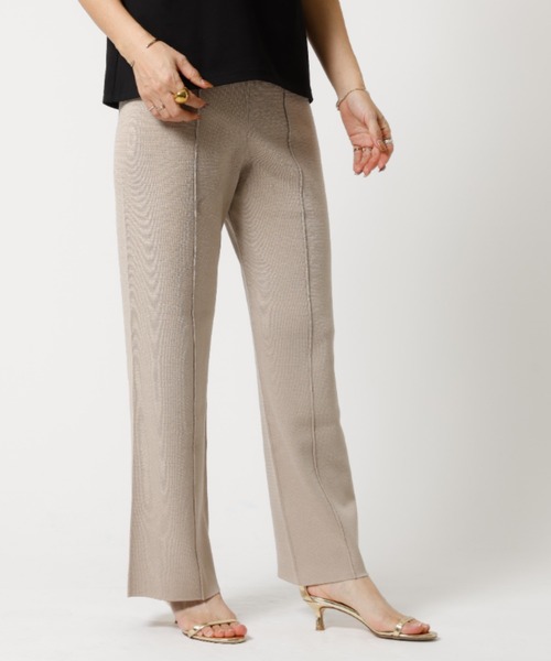 DESIGNWORKS(デザインワークス)の「センターピンタックニットパンツ(その他パンツ・レディース・ベージュ/ブラック・フリー)」の8枚目の写真