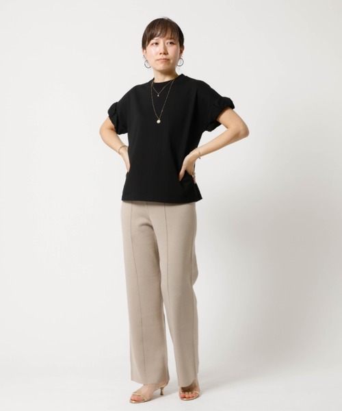 DESIGNWORKS(デザインワークス)の「センターピンタックニットパンツ(その他パンツ・レディース・ベージュ/ブラック・フリー)」の15枚目の写真