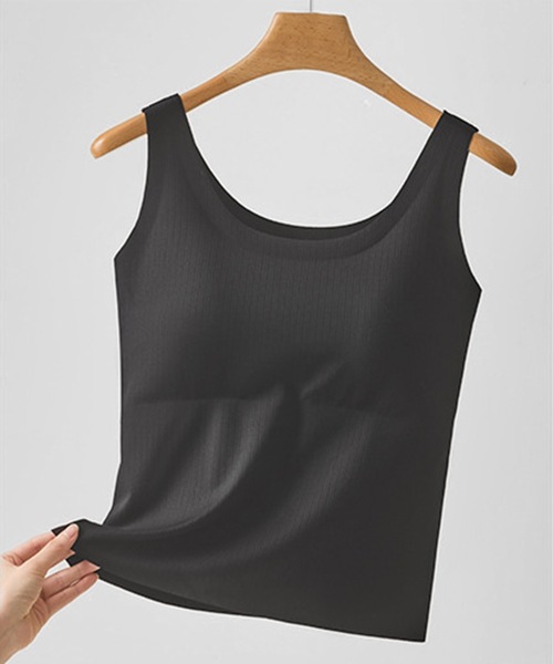 Lace Ladies(レースレディース)の「ソリッドカラー ノンワイヤー シームレス カップ付き タンクトップ(タンクトップ・レディース・ベージュ/ブラック/アイボリー/グレイッシュベージュ・M/L/XL)」の1枚目の写真