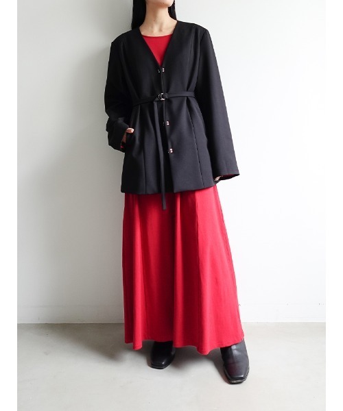 sahara(サハラ)の「2way Slit Sleeve Belted Jacket/2ウェイスリットスリーブベルティドジャケット(ノーカラージャケット・レディース・ブラック/ブラウン/グレー・FREE)」の15枚目の写真