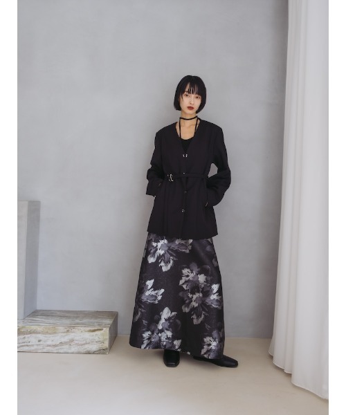sahara(サハラ)の「2way Slit Sleeve Belted Jacket/2ウェイスリットスリーブベルティドジャケット(ノーカラージャケット・レディース・ブラック/ブラウン/グレー・FREE)」の4枚目の写真