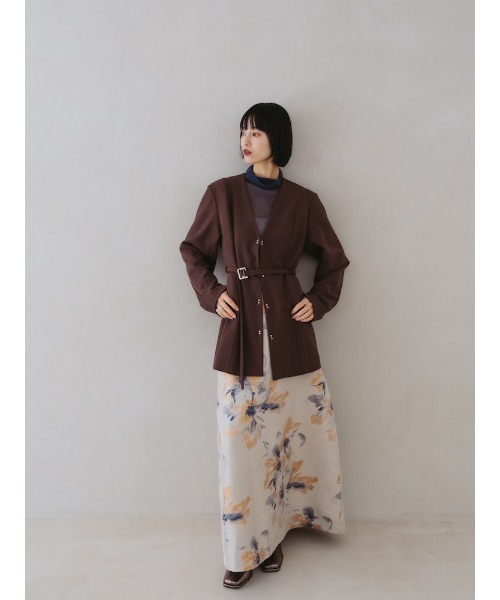 sahara(サハラ)の「2way Slit Sleeve Belted Jacket/2ウェイスリットスリーブベルティドジャケット(ノーカラージャケット・レディース・ブラック/ブラウン/グレー・FREE)」の19枚目の写真