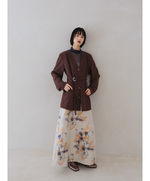 sahara(サハラ)の「2way Slit Sleeve Belted Jacket/2ウェイスリットスリーブベルティドジャケット(ノーカラージャケット・レディース・ブラック/ブラウン/グレー・FREE)」の20枚目の写真