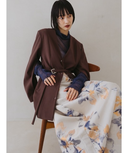 sahara(サハラ)の「2way Slit Sleeve Belted Jacket/2ウェイスリットスリーブベルティドジャケット(ノーカラージャケット・レディース・ブラック/ブラウン/グレー・FREE)」の21枚目の写真