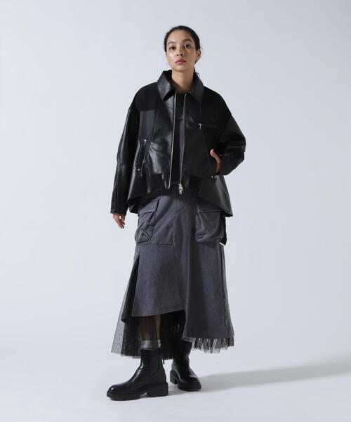 AULA AILA(アウラアイラ)の「AVIREXxAULA AILA(アヴィレックスxアウラアイラ)バルーンヘムブルゾン(ブルゾン・レディース・ブラック/ホワイト・0)」の12枚目の写真