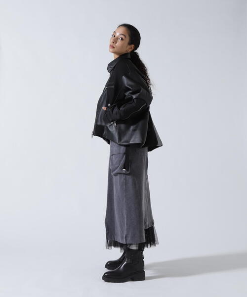 AULA AILA(アウラアイラ)の「AVIREXxAULA AILA(アヴィレックスxアウラアイラ)バルーンヘムブルゾン(ブルゾン・レディース・ブラック/ホワイト・0)」の13枚目の写真