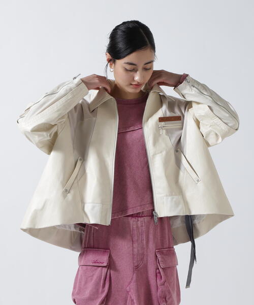 AULA AILA(アウラアイラ)の「AVIREXxAULA AILA(アヴィレックスxアウラアイラ)バルーンヘムブルゾン(ブルゾン・レディース・ブラック/ホワイト・0)」の9枚目の写真