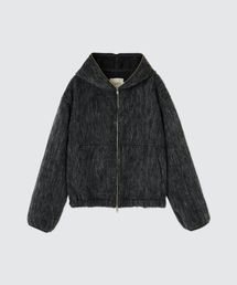 LEARVE（ルアブ）の「ヘイリークロップウールフードジップアップチャコール（MA-1）」