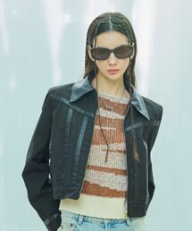 LARTIGENT（ラーティゼン）の「L9 COLLAR CROP JACKET(BLACK)（ライダースジャケット）」