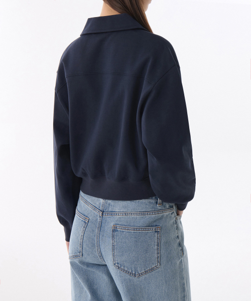 MUSINSA STANDARD WOMAN（ムシンサスタンダードウーマン）の「ウィメンズダブルニットカラー スウェットシャツ [ネイビー]（スウェット・レディース・その他・SMALL/MEDIUM/LARGE/X-SMALL）」の4枚目の写真