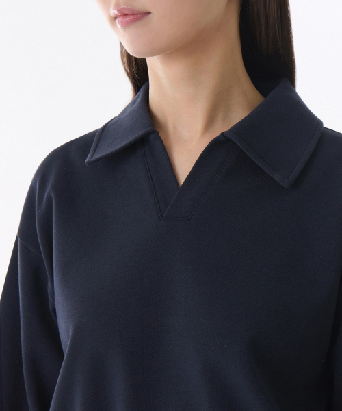 MUSINSA STANDARD WOMAN（ムシンサスタンダードウーマン）の「ウィメンズダブルニットカラー スウェットシャツ [ネイビー]（スウェット・レディース・その他・SMALL/MEDIUM/LARGE/X-SMALL）」の5枚目の写真