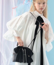 CAROLINA GLASER | ベロア リボン パール バニティバッグ(ショルダーバッグ)