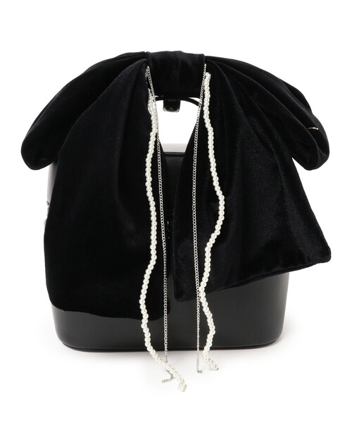 CAROLINA GLASER（カロリナ グレイサー）の「ベロア リボン パール バニティバッグ（ショルダーバッグ・レディース・ブラック・ONE SIZE）」の10枚目の写真