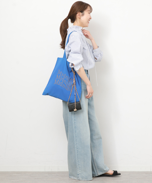 JOURNAL STANDARD relume（ジャーナルスタンダード　レリューム）の「ハイカウントストライプスタンドカラー2way（シャツ/ブラウス・レディース・ホワイト系その他/サックスブルー・FREE）」の5枚目の写真