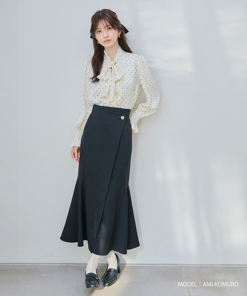 MISCH MASCH（ミッシュマッシュ）の「2026春夏新作 ラップ風マーメイドスカート（スカート・レディース・イエロー/ブラック・M/S）」の2枚目の写真
