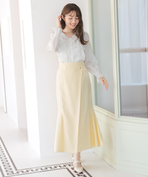 MISCH MASCH（ミッシュマッシュ）の「2026春夏新作 ラップ風マーメイドスカート（スカート・レディース・イエロー/ブラック・M/S）」の6枚目の写真