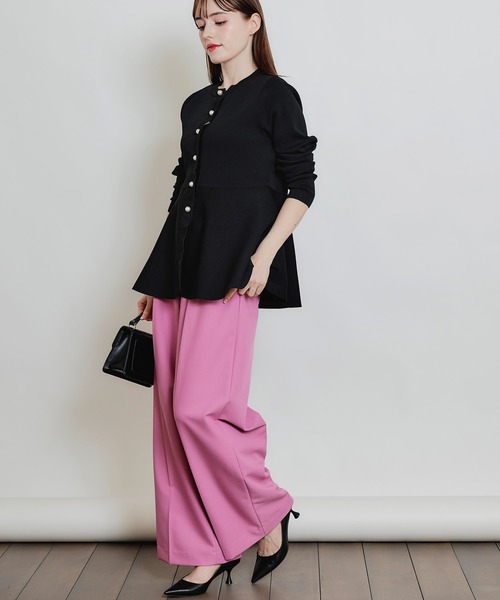 PICCIN PERLA（ピッチンペルラ）の「パールボタンペプラムカーディガン（カーディガン/ボレロ・レディース・ブラック/オフホワイト・M）」の15枚目の写真