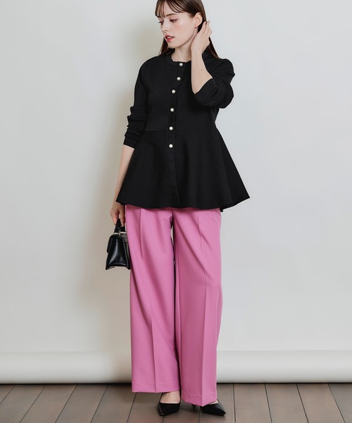 PICCIN PERLA（ピッチンペルラ）の「パールボタンペプラムカーディガン（カーディガン/ボレロ・レディース・ブラック/オフホワイト・M）」の14枚目の写真