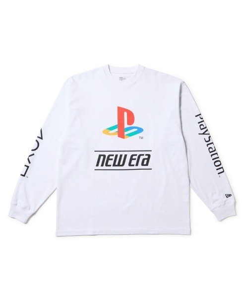 NEW ERA(ニューエラ)の「【NEW ERA】長袖 オーバーサイズド コットン Tシャツ PlayStation プレイステーション ファミリーマーク ニューエラロゴ(Tシャツ/カットソー・メンズ・ブラック/ホワイト・S/L/M)」の1枚目の写真
