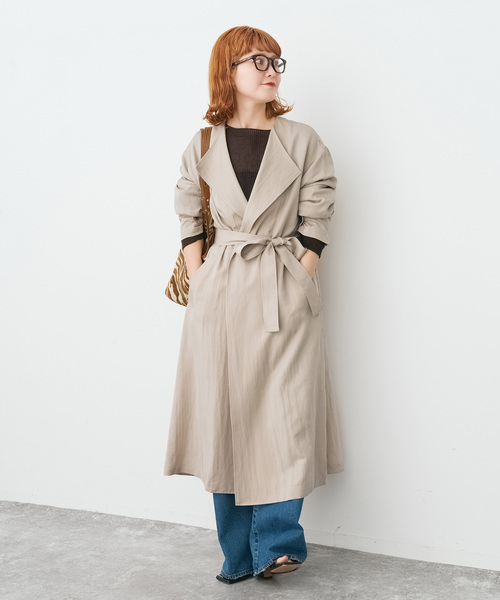 Spick & Span（スピックアンドスパン）の「ノーカラーコート（ノーカラーコート・レディース・ネイビー/ベージュ・38/36）」の3枚目の写真