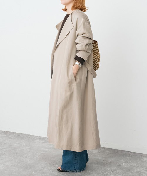 Spick & Span（スピックアンドスパン）の「ノーカラーコート（ノーカラーコート・レディース・ネイビー/ベージュ・38/36）」の6枚目の写真