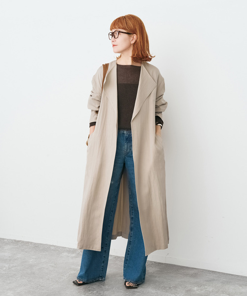 Spick & Span（スピックアンドスパン）の「ノーカラーコート（ノーカラーコート・レディース・ネイビー/ベージュ・38/36）」の8枚目の写真