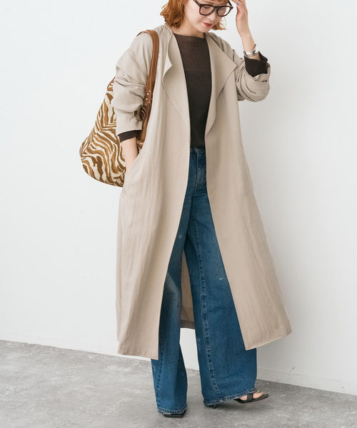 Spick & Span（スピックアンドスパン）の「ノーカラーコート（ノーカラーコート・レディース・ネイビー/ベージュ・38/36）」の9枚目の写真