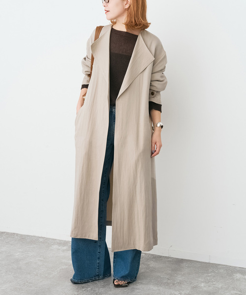 Spick & Span（スピックアンドスパン）の「ノーカラーコート（ノーカラーコート・レディース・ネイビー/ベージュ・38/36）」の10枚目の写真