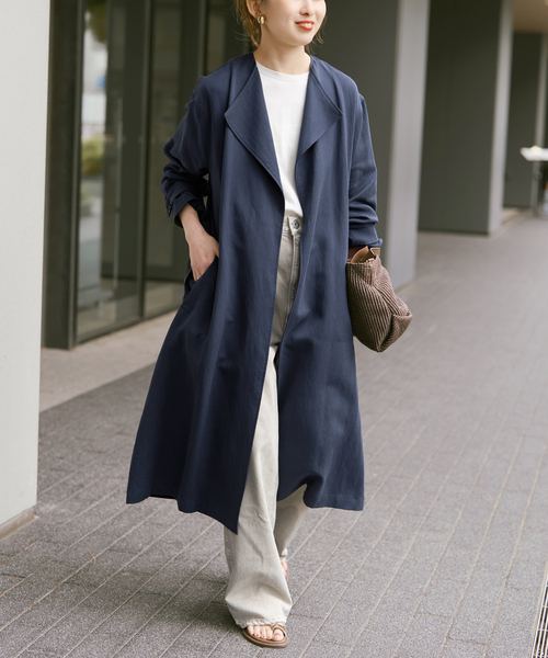 Spick & Span（スピックアンドスパン）の「ノーカラーコート（ノーカラーコート・レディース・ネイビー/ベージュ・38/36）」の12枚目の写真