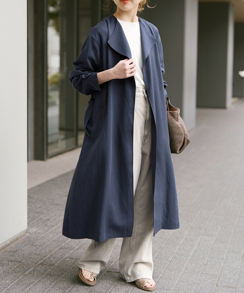 Spick & Span（スピックアンドスパン）の「ノーカラーコート（ノーカラーコート・レディース・ネイビー/ベージュ・38/36）」の13枚目の写真