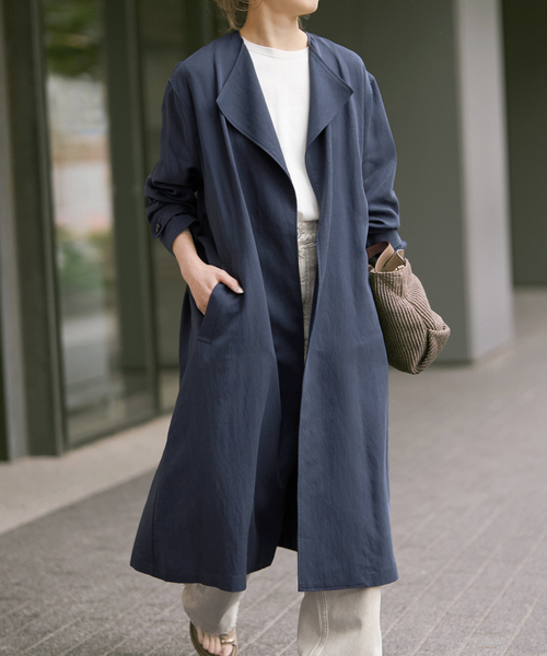 Spick & Span（スピックアンドスパン）の「ノーカラーコート（ノーカラーコート・レディース・ネイビー/ベージュ・38/36）」の14枚目の写真