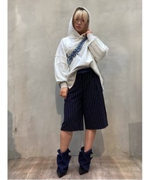 【Desigual × Nicki Nicole】ピンストライプデニムウエストハーフパンツ