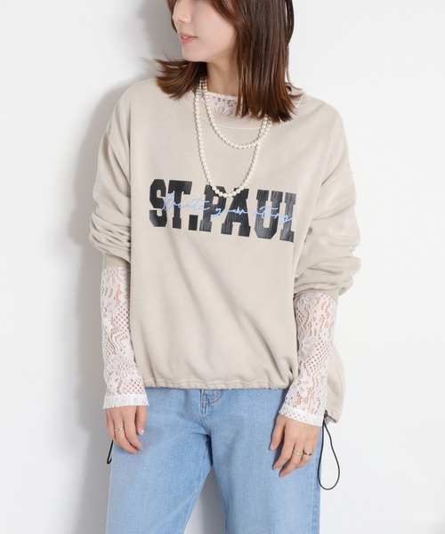 cepo(セポ)の「ミニ裏毛フェード加工スソドロストプルオーバー(Tシャツ/カットソー・レディース・オフホワイト/チャコール/ベージュ・M)」の3枚目の写真