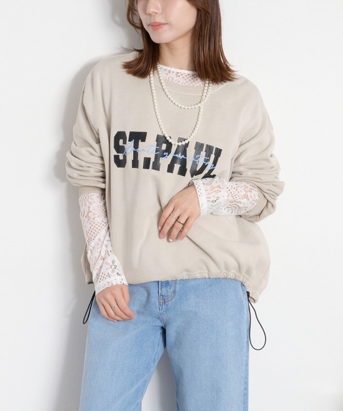 cepo(セポ)の「ミニ裏毛フェード加工スソドロストプルオーバー(Tシャツ/カットソー・レディース・オフホワイト/チャコール/ベージュ・M)」の11枚目の写真