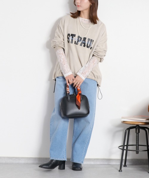 cepo(セポ)の「ミニ裏毛フェード加工スソドロストプルオーバー(Tシャツ/カットソー・レディース・オフホワイト/チャコール/ベージュ・M)」の5枚目の写真
