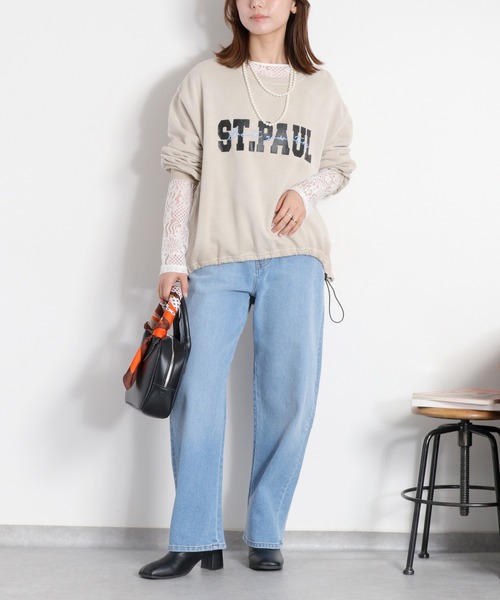 cepo(セポ)の「ミニ裏毛フェード加工スソドロストプルオーバー(Tシャツ/カットソー・レディース・オフホワイト/チャコール/ベージュ・M)」の9枚目の写真